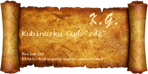 Kubinszky Győző névjegykártya